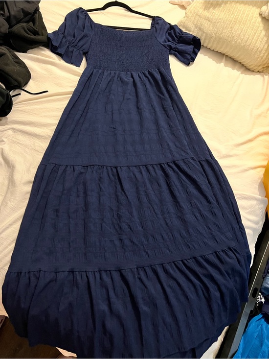 Dresses & Skirts - Women’s Navy Square-Neck Tiered Maxi Dress